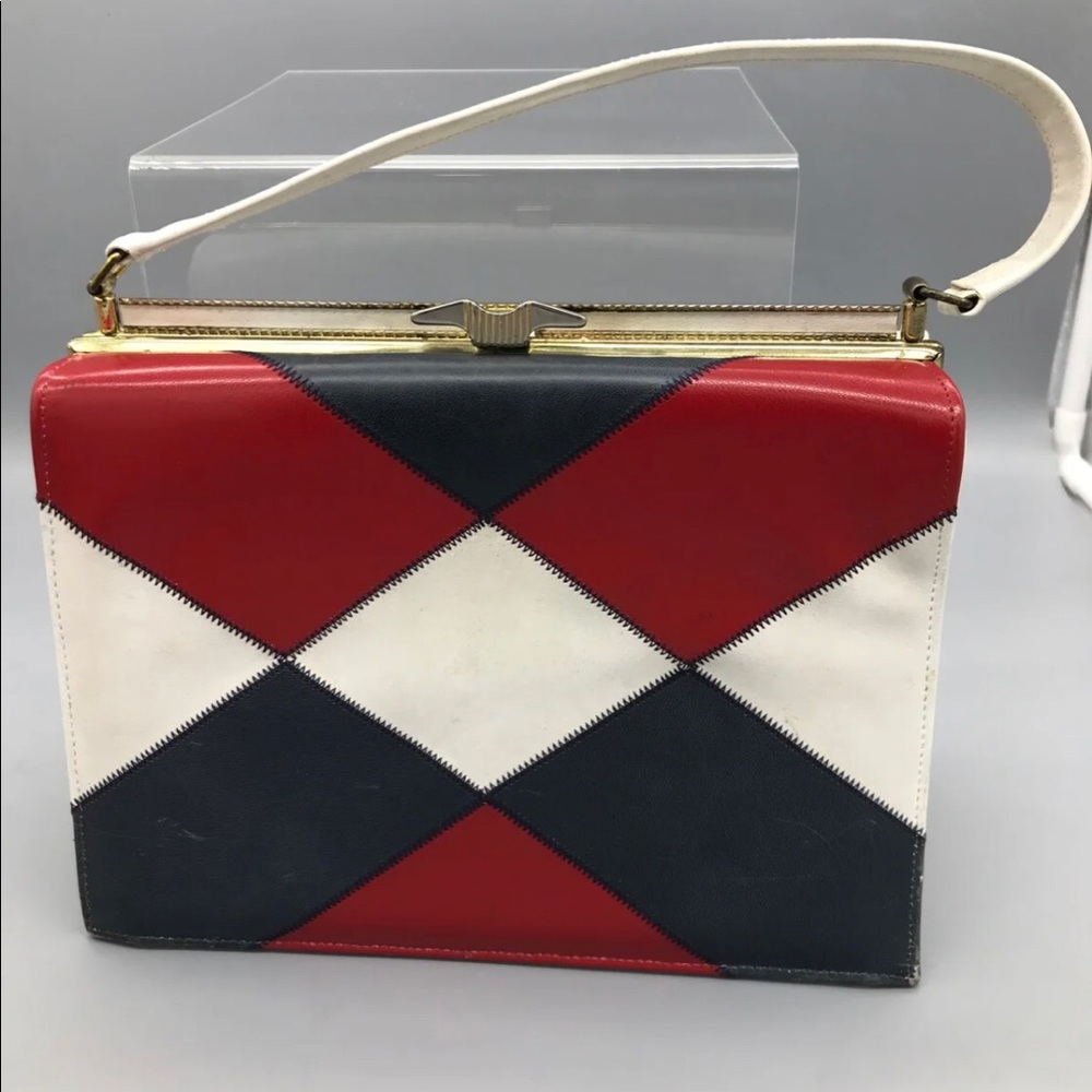 Vintage Airstep Purse Red White and Blue Color Block Handbag